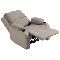 HOMCOM Recliner Chair, Microfibre Reclining Chair with Adjustable Leg Rest, Cup Holders, Recliner Armchair for Home Living Room, Brown(m-10)