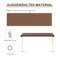 Outsunny Freistehende Markise, neigungsverstellbar, Handkurbel, Metallgestell, wetterfest, 4x3m, Kaffee(m-4)