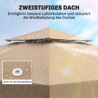 Outsunny Ersatzdach für Pavillon 3 x 3 m wasserdicht Pavillondach mit Doppeldach Ablauflöcher Beige(m-4)