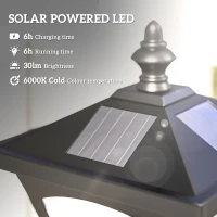 Outsunny 1.2m Solar Powered Outdoor Lamp Post - Black(m-4)