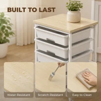 HOMCOM 6-Tier Storage Trolley on Wheels, Metal Kitchen Rolling Cart with 5 Pull-Out Drawers, White(m-7)