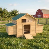 PawHut Poulailler en bois abri pour 2-4 poules toit ouvrant étanche & 2 pondoirs 150 x 100 x 96,5 cm jaune(m-2)