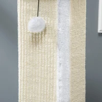 PawHut Griffoir pour chat poteau griffoir chat en sisal et peluche, boule suspendue base stable 41 x 41 x 81 cm blanc et crème(m-8)
