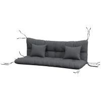 Outsunny 4er-Set Sitzkissen, 150x50 cm wasserabweisend Stuhlkissen mit Bindebänder, 10cm dick Dunkelgrau(m-11)