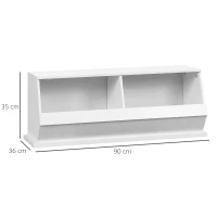 HOMCOM Móvel 2 compartimentos caixas de arrumação em MDF - dim. 90L x 36l x 35H cm -branco(m-3)