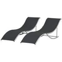 Outsunny Set 2 sezlonguri de Gradina Pliabile, sezlong pentru Plaja din Aluminiu si Textilen, 61x165x63 cm(m-12)
