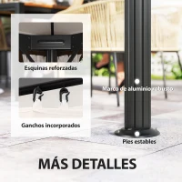Outsunny Cenador de Jardín 4x3m Pabellón de Jardín Gazebo con Doble Techo 4 Cortinas y Mosquitera Marco de Aluminio UPF50+ Crema(m-6)