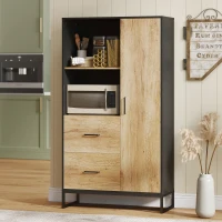 HOMCOM Tall Kitchen Cupboard, Freestanding Kitchen Pantry Cabinet with Adjustable Shelves, Drawers and Soft Close Door, 160cm(m-2)