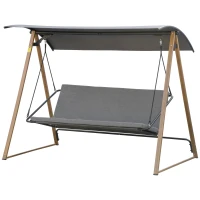 Outsunny Columpio Balancín de Jardín de 3 Plazas con Techo Ajustable Asiento Acolchado 224x133x173 cm Gris(m-12)