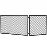 HOMCOM Parascintille per Camino Pieghevole a 2 Pannelli in Metallo Verniciato, 140x1x50 cm, Nero(m-1)