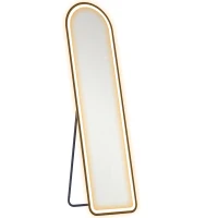 HOMCOM Ganzkörperspiegel, 150 x 40 cm, Freistehender Spiegel mit dimmbaren LED-Lichtern für Wohnzimmer, Schlafzimmer(m-1)