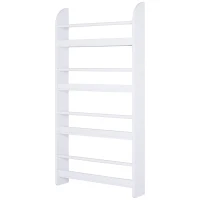 HOMCOM Bookcase, 4 Tier Wall Mounted Bookshelf, 15cm Depth Storage Shelving Rack for Bedroom Nursery Office Home, Accessories Supplies, White(m-10)