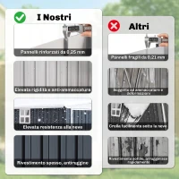 Outsunny Casetta da Giardino in Acciaio 1.2x1.9 m con Porta Bloccabile e Prese d'Aria, Grigio Scuro(m-4)