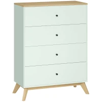 HOMCOM 4 Drawer Storage Cabinet, Chest of Drawers for Bedroom Living Room, Light Green and Oak(m-1)