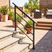 Outsunny Barandilla de Escalera 131 cm Pasamanos para Escalera con Kit de Instalación Ángulo Ajustable para 1-4 Escalones Negro(m-9)