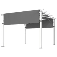 Outsunny Ersatzdach für Pergola mit UV-Schutz, Sonnensegel für Terrassenüberdachung für 3 x 3 m Pavillon, Dunkelgrau(m-12)