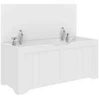 HOMCOM Panca Contenitore da 136L con Coperchio Sollevabile, in Legno, 100x40x45 cm, Bianca