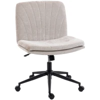 HOMCOM Homeoffice Stuhl Schreibtischstuhl mit Leinenoptik Höhenverstellbar Schneidersitz Drehstuhl mit Wippfunktion, Beige(m-12)