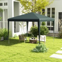 Outsunny Gazebo da Giardino 2.7x2.7 m con Picchetti e Corde, Telaio in Acciaio e Rivestimento in PE, Verde Scuro(m-10)