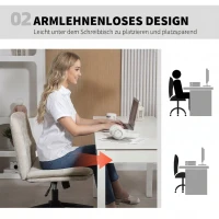 HOMCOM Homeoffice Stuhl Schreibtischstuhl mit Leinenoptik Höhenverstellbar Schneidersitz Drehstuhl mit Wippfunktion, Beige(m-5)