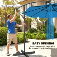 Outsunny 3m Overhanging Cantilever Parasol, with Cross Base - Blue(m-4)