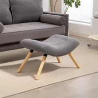 HOMCOM Moderner Fußhocker mit Fleece-Bezug und Holzbeinen, gepolstert, für Wohnzimmer, Schlafzimmer, Flur, Dunkelgrau(m-10)
