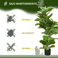 HOMCOM Pack de 2 Ficus Artificiales 110 cm Plantas Artificiales con 90 Hojas Musgo y Maceta para Interior Verde(m-11)