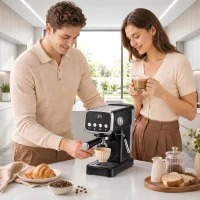HOMCOM Espresso Machine, 20-Bar Cappuccino Coffee Maker with Frother Wand, 1.2 L Water Tank, Black(m-8)