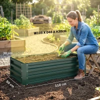 Outsunny Juego de 2 Jardineras Exterior Grandes de Acero Galvanizado Huertos Urbanos para Terraza Jardín 110x50x30 cm Verde(m-3)