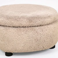 PawHut Canapea Ridicată pentru Câini cu Spațiu de Depozitare Ascuns, din Lemn și Material Catifelat, 80x40x46 cm, Bej(m-9)