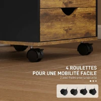 HOMCOM Caisson bureau mobile, meuble rangement sur roulettes avec 5 tiroirs, bois, 40 x 40 x 67 cm, marron(m-5)