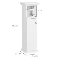 Kleankin Móvel de Banheiro com Suporte para Papel Higiênico Armário e Saída para Papel em Madeira Branca(m-3)