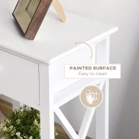 HOMCOM End Table, Sofa Side Table with Drawer X Bar Bottom Storage Shelf, Nightstand Bedside Table for Bedroom or Living Room White(m-7)