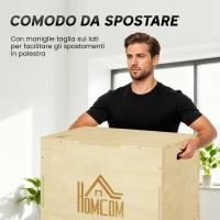 HOMCOM Plyo Box in Legno a 3 Altezze, Jumping Box Pliometrico Capacità 120kg, 61x51x76cm(m-5)