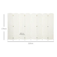 HOMCOM 8-teiliger Raumtrenner, Faltbarer Sichtschutz, Sichtschutzwand für Wohnzimmer, Schlafzimmer, Homeoffice, Weiß(m-3)