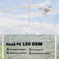 Outsunny Seră tunel 3x6x2 m cu uși rulabile, cadru din oțel și acoperire anti-UV din PE, transparentă(m-5)