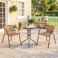 Outsunny 3 Pieces Rattan Bistro Set - Brown(m-14)