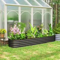 Outsunny Jardinière carré potager de jardin en acier galvanisé modulable pour légumes plantes fleurs, 240 x 62 x 30 cm gris foncé(m-10)