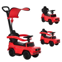 HOMCOM Porteur Enfants Voiture Enfant Multi-équipée 12-36 Mois klaxon Marche-Pieds, Garde-Corps et ombrelle Rouge(m-11)