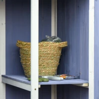 Outsunny Outdoor Garden Shed Wooden Garden Cabinet 3-Tier Double-door Storage Shed 2 Shelves Organizer with Handle Hooks Magnetic Latch Foot Pad 77 x 58 x 175cm Blue(m-8)
