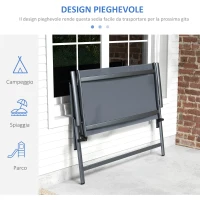 Outsunny Sedia Pieghevole a 2 Posti con Seduta Traspirante, in Acciaio e Tessuto a Rete, 118x65x96 cm, Grigio(m-4)