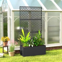 Outsunny Metall-Hochbeet mit Spalier, Pflanzkasten für draußen mit Diamantgitter-Sichtschutz für Blumen(m-8)