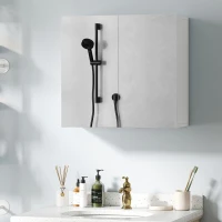 HOMCOM Double-Door Bathroom Mirror Cabinet - White(m-10)