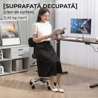 HOMCOM Scaun rotativ cu înălțime reglabilă și suport pentru picioare, din oțel, piele ecologică și spumă, 52x52x78-92 cm, negru(m-7)