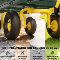 Outsunny Cărucior pentru Grădină din Oțel, cu Capacitate de 200 kg și Pereți Laterali Detașabili, 104x54x51 cm, Verde și Galben(m-4)