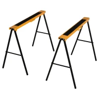 HOMCOM Set de 2 Capre Pliabile din Metal cu Suprafață Antiderapantă din EVA pentru Lucrări de Tăiere, Capră pentru Lemn, Capacitate Maximă 125 kg, Portocaliu Negru(m-1)