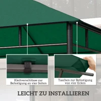 Outsunny Ersatzdach für Gartenpavillon, 8 Wasserabflusslöcher, einfache Montage, Polyester, grün, 2,98 x 2,98 m(m-5)