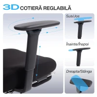 HOMCOM Scaun de Birou Ergonomic și Respirabil cu Suport Lombar Dinamic și Suport pentru Picioare, 73x75x120-128 cm, Negru(m-7)