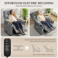 HOMCOM Recliner Armchair with Vibration Massage, Heat, Whisper-Quiet Motor, Memory Function, Power Reclining Chair, Dark Grey(m-4)