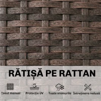 Outsunny Șezlong de Exterior În Formă de S din Ratan, 60x198x44cm, Maro(m-6)